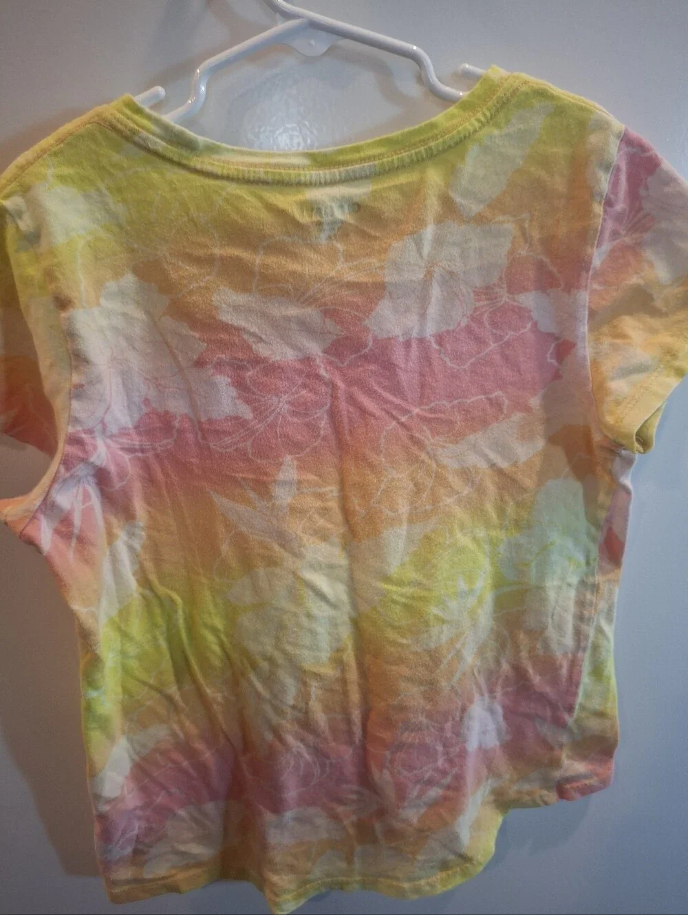 Old Navy Girls' Pastel Tie-Dye Floral Tee - Pink, Yellow, Orange